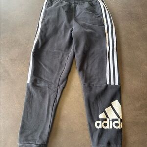 Adidas Kids Black Sweatpants with White Stripes